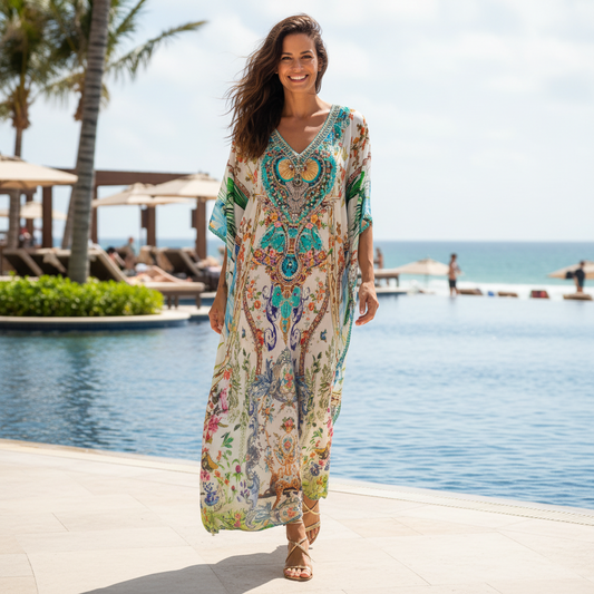 Long Embellished Box Kaftan - Enchanted
