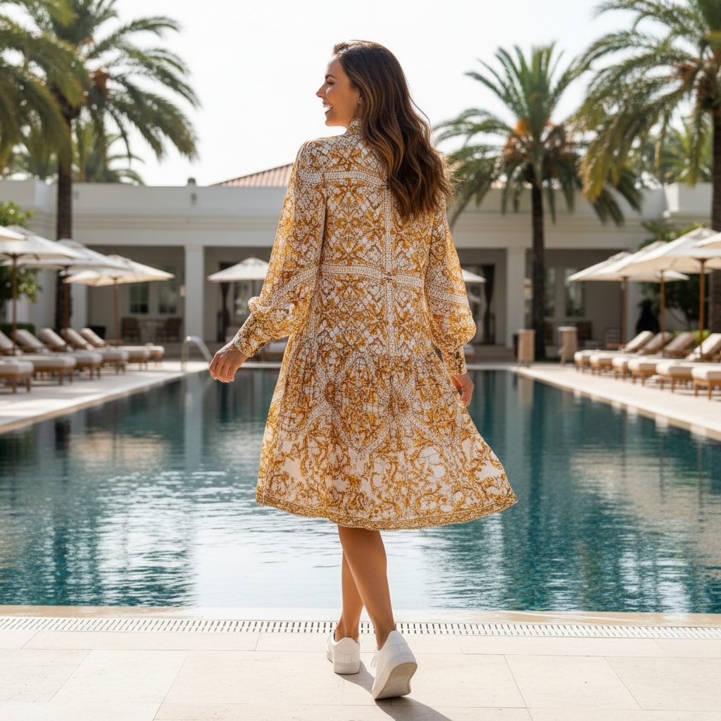 collar embellished frill dress Lioness Gold