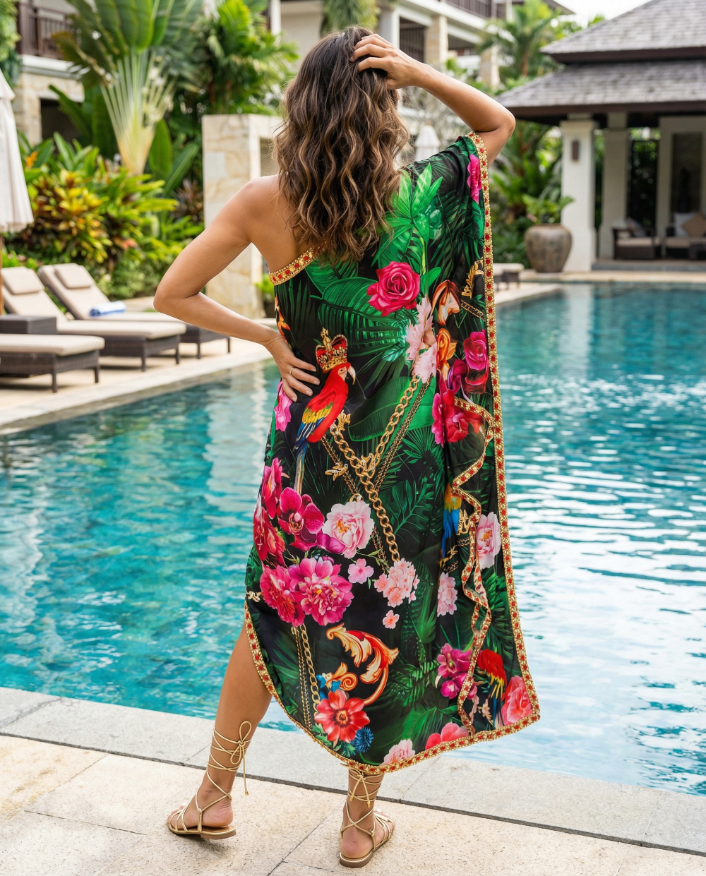 One Shoulder Long Kaftan King Parrot