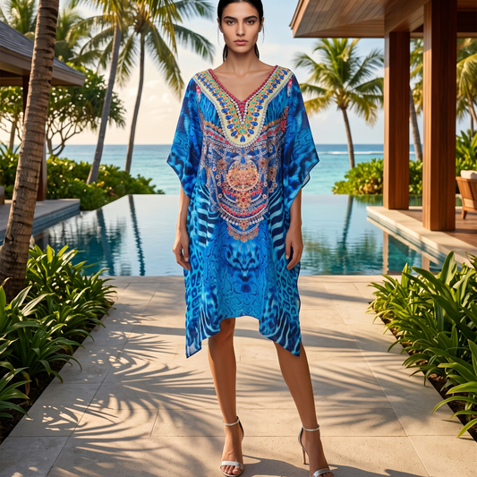 Short Silk Embellished Kaftan Extinct by Kaftans that Bling