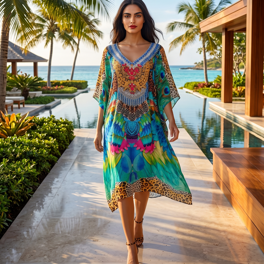 Short Silk Embellished Kaftan Enchanted by Kaftans that Bling