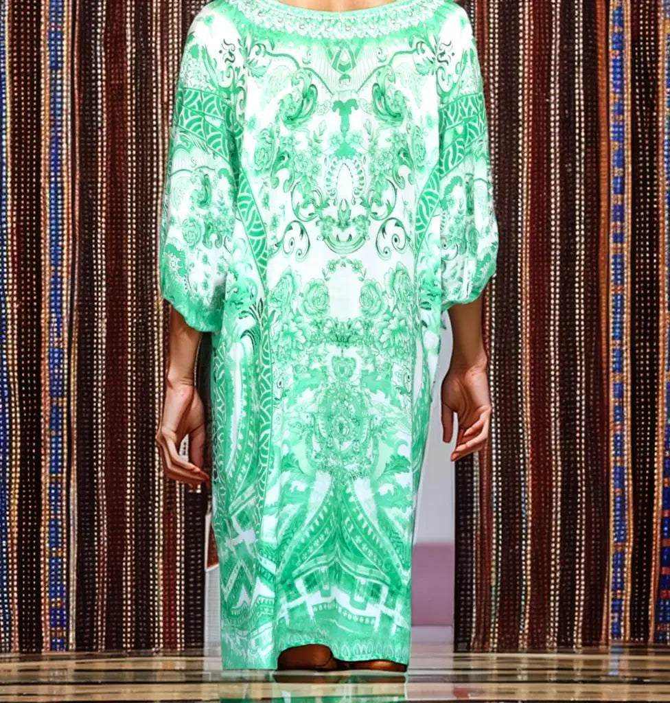 sleeve Embellished Dress Saffron Kaftans that Bling Kaftans that Bling