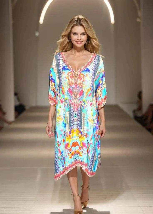 3/4 sleeve Embellished Dress Mystical