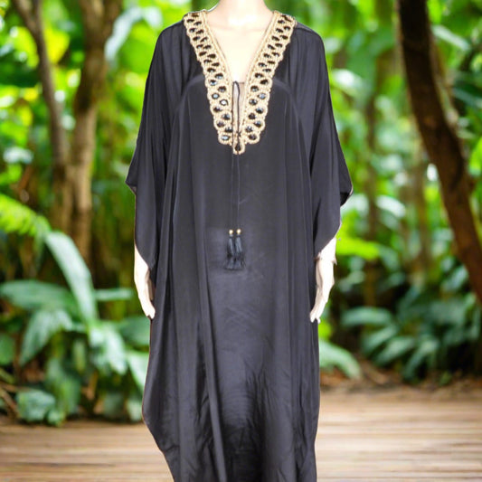 Glitz Long Embellished Kaftan dress (black) by Kaftans that Bling
