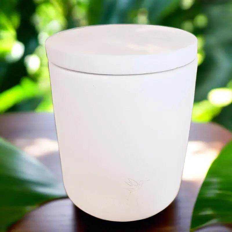Concrete White Deluxe Soy Candle 400ml in white concrete jar with lid by Kaftans that Bling