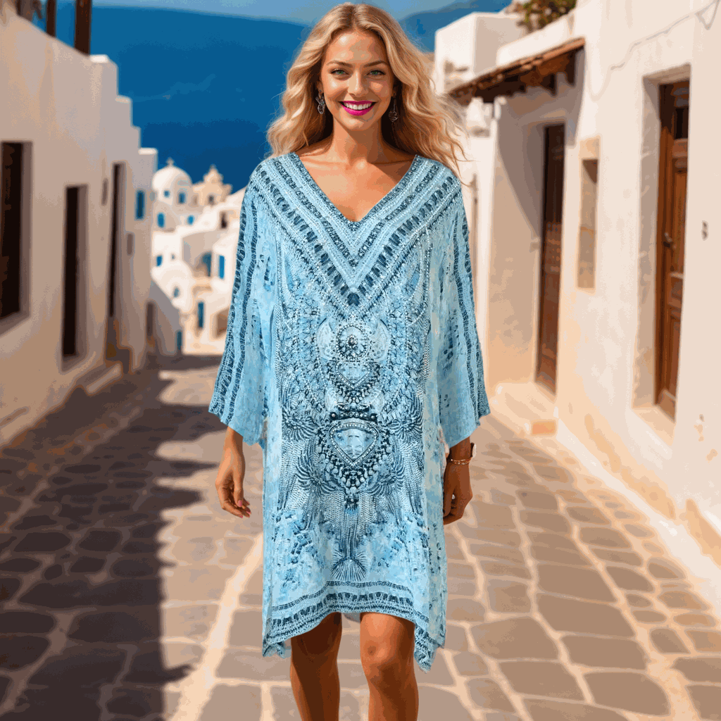 Hand beaded Silk Tunic Dress - Egyptian-by Fashion Spectrum