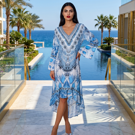 Silk Hi-Low Frill Dress - Paluma- by Fashion Spectrum