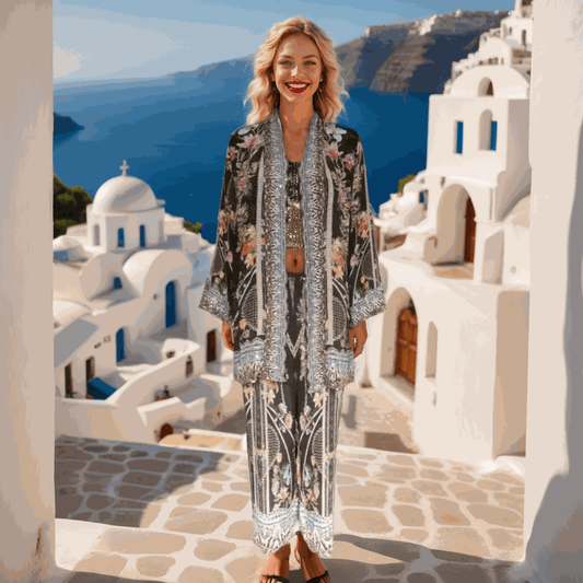 Long Silk Embellished Pants - Capri