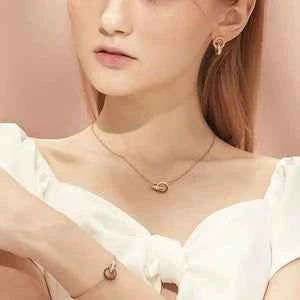 3 Piece Zircon Stainless Steel Jewellery Set Rose Gold