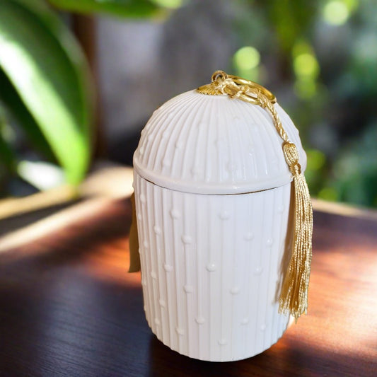 Ceramic Dome White Deluxe Soy Candle 400mls by Kaftans that Bling - Kaftans that Bling