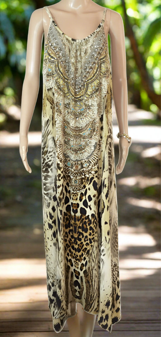 Long Silk Maxi Dress - Zulu by Fashion Spectrum - Kaftans that Bling