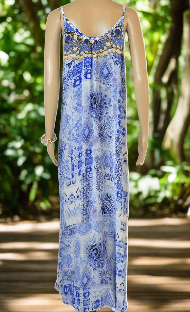 Long Silk Maxi Dress - Femme Fatal by Fashion Spectrum - Kaftans that Bling