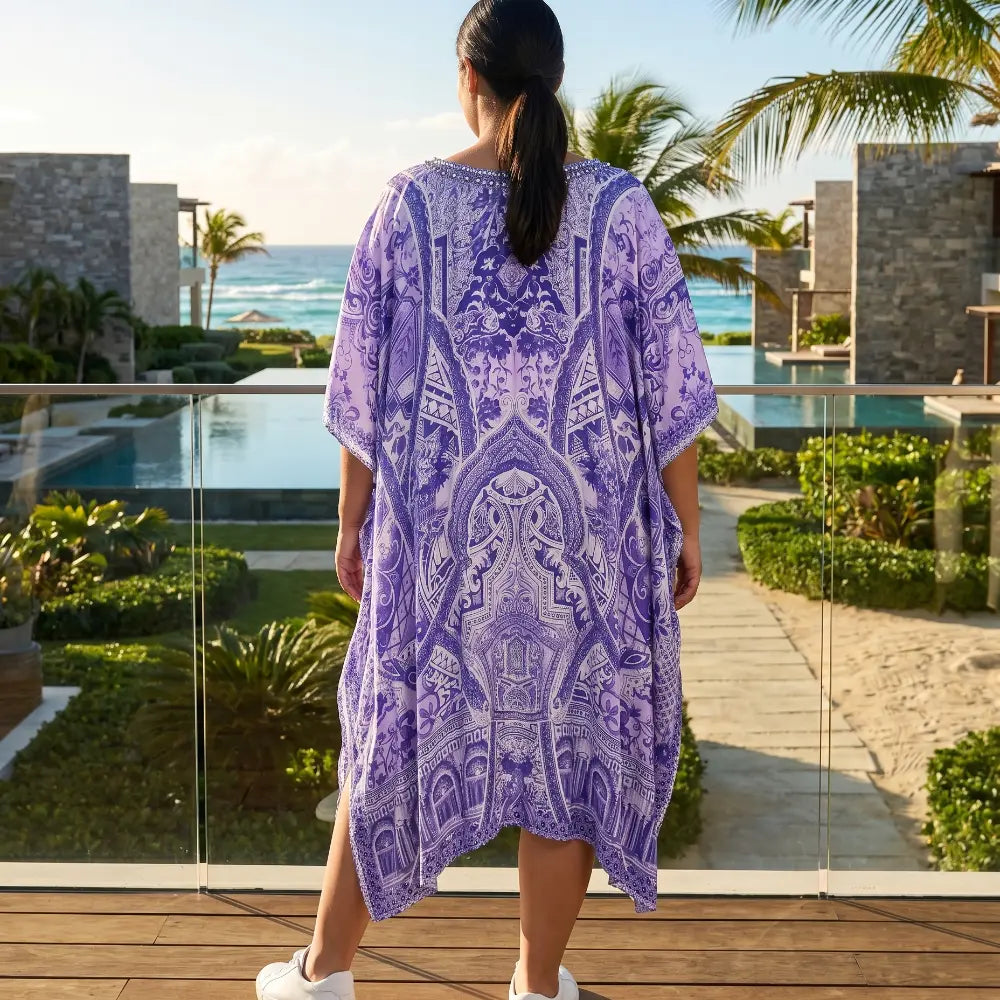 Short Silk Embellished Kaftan Grecian at Kaftans that Bling