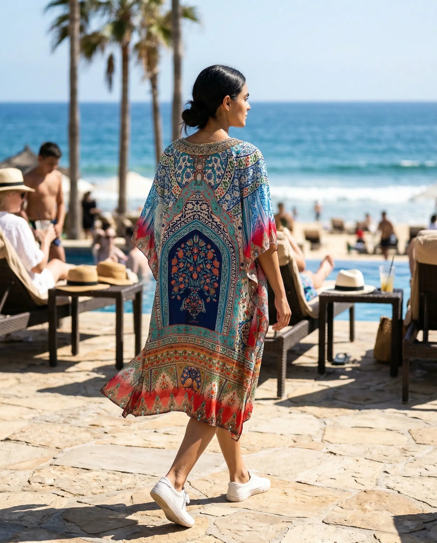 Short Silk Embellished Kaftan Mughal