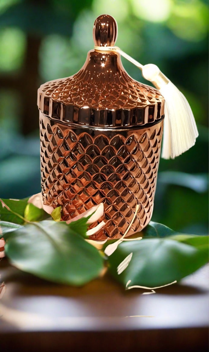 Rose Gold Geo Deluxe Soy Candle 650mls - Kaftans that Bling