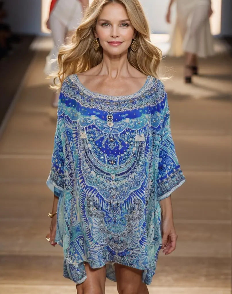 Silk Embellished Hi-Low Top/Kaftan Egyptian - Kaftans that Bling