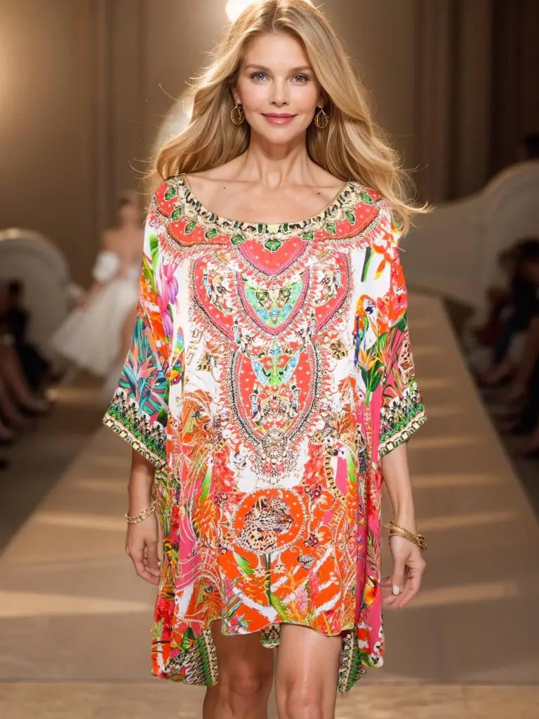 Silk Embellished Hi-Low Top/Kaftan - Kaftans that Bling