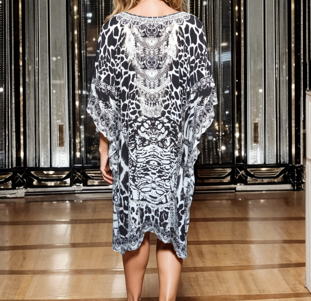 Short Silk Embellished Kaftan-Ziraffe