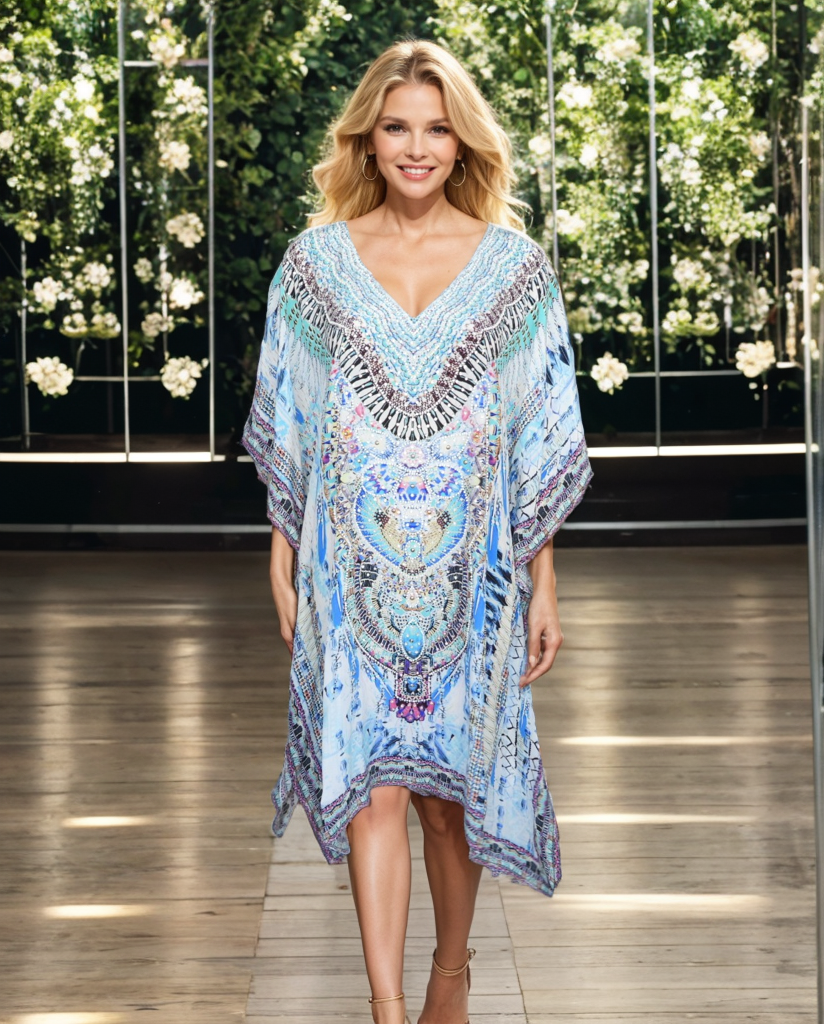 Short Silk Embellished Kaftan-Cleopatra