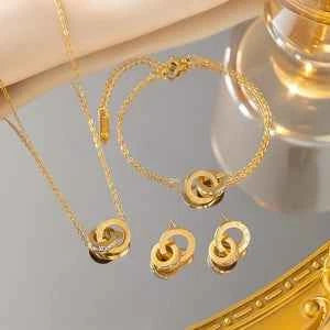 3 Piece Zircon Stainless Steel Jewellery Set
