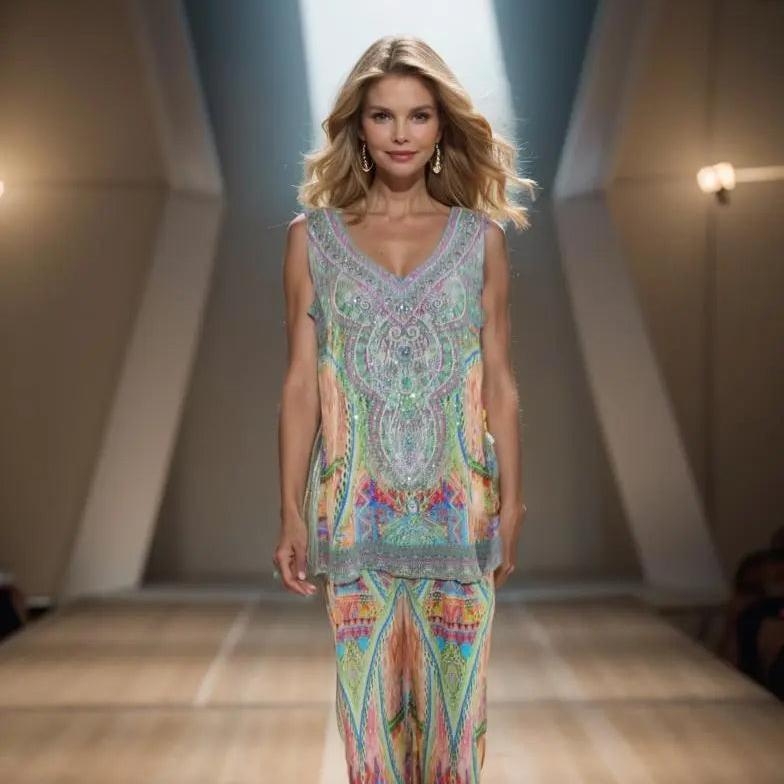 Silk Embellished Camisole Top Monet - Kaftans that Bling