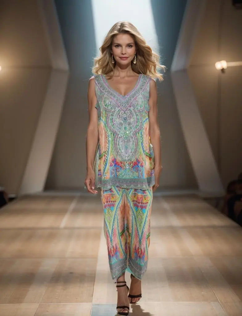 Silk Embellished Palazzo Pants Monet - Kaftans that Bling