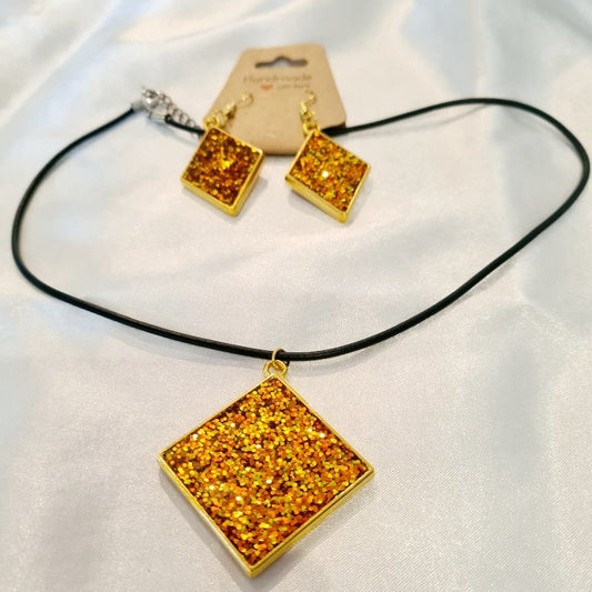 Bling Resin Handcrafted Necklace & Earring Set