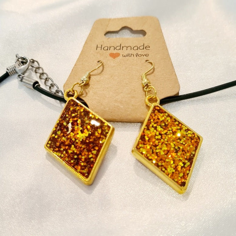 Bling Resin Handcrafted Necklace & Earring Set