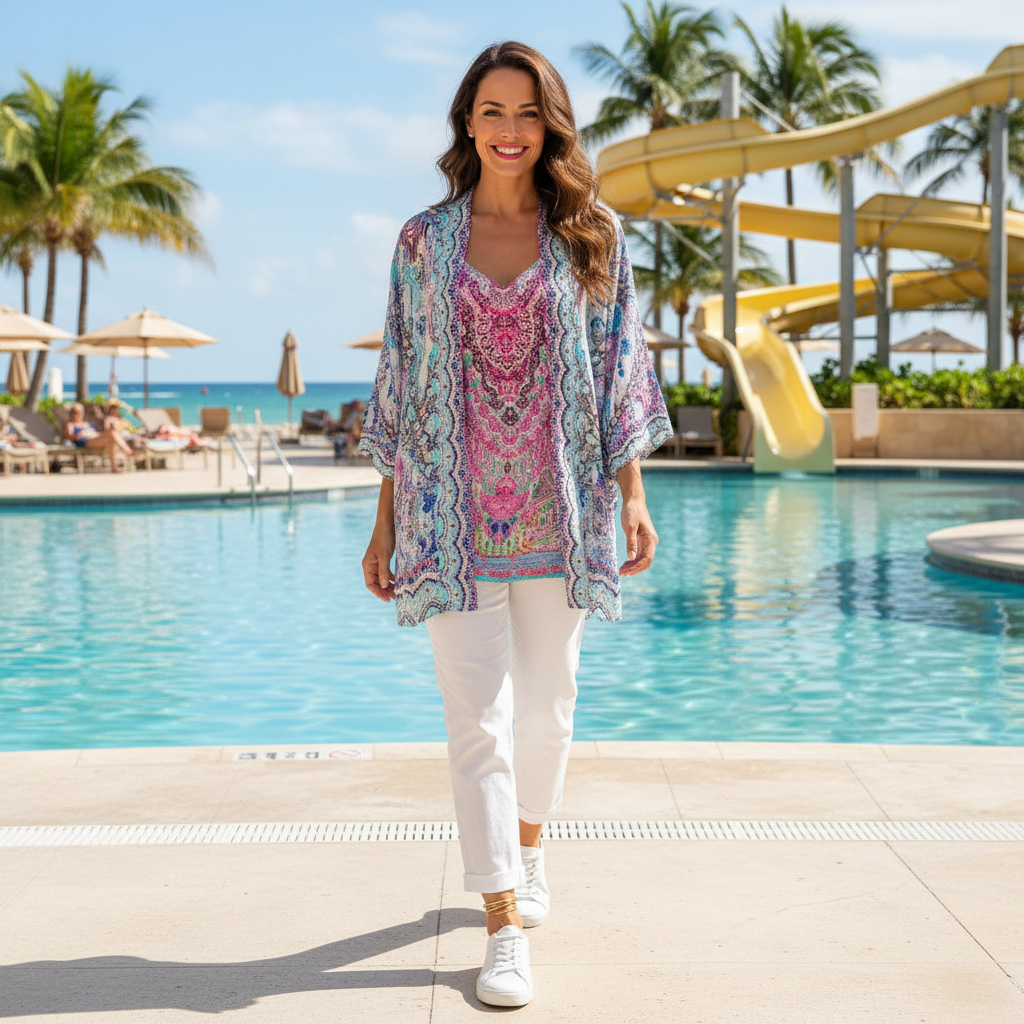 Zahara Silk Embellished Jacket Blue