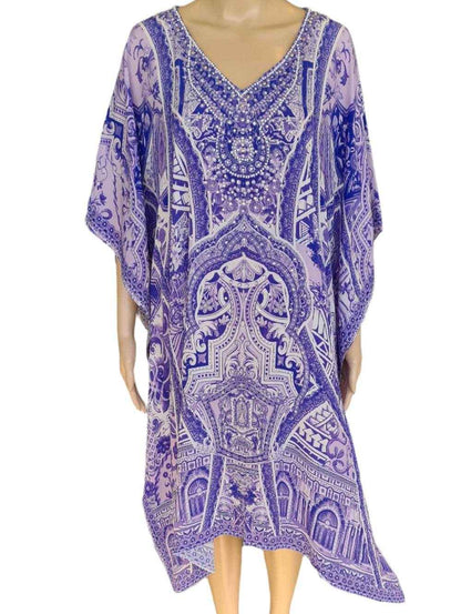Short Silk Embellished Kaftan Grecian