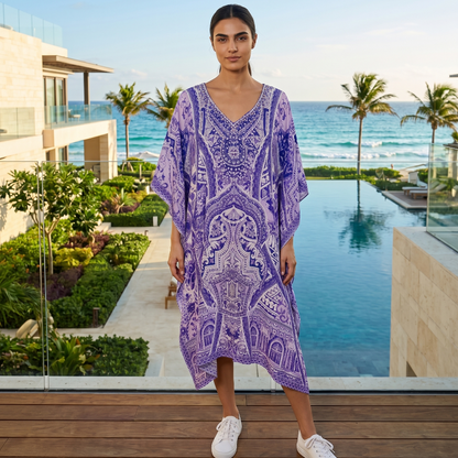 Short Silk Embellished Kaftan Grecian at Kaftans that Bling