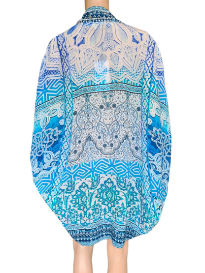 Short Silk Embellished Cape Luna at Kaftans that Bling 