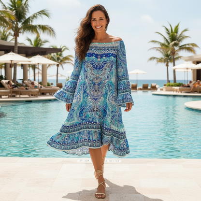 Embellished Silk Gypsy Dress Egyptian