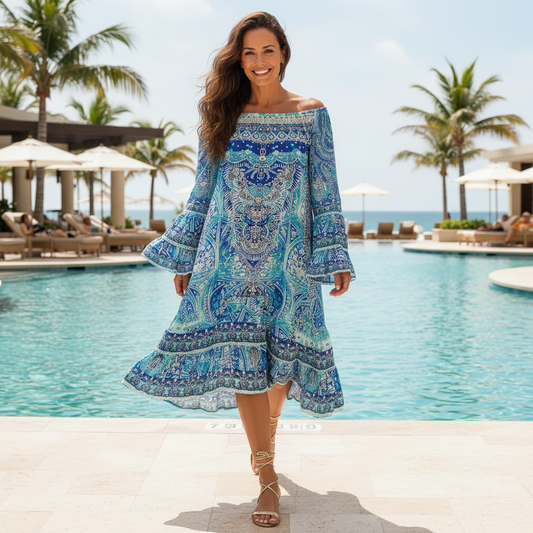 Embellished Silk Gypsy Dress Egyptian