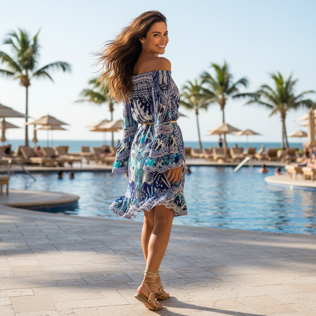 Embellished Silk Gypsy Dress Feather