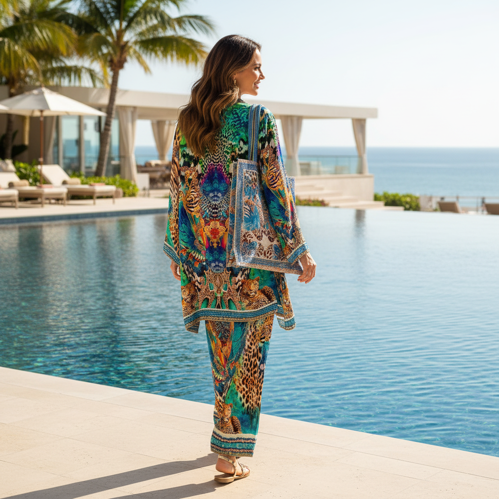 Silk Embellished Kimono jacket Peacock