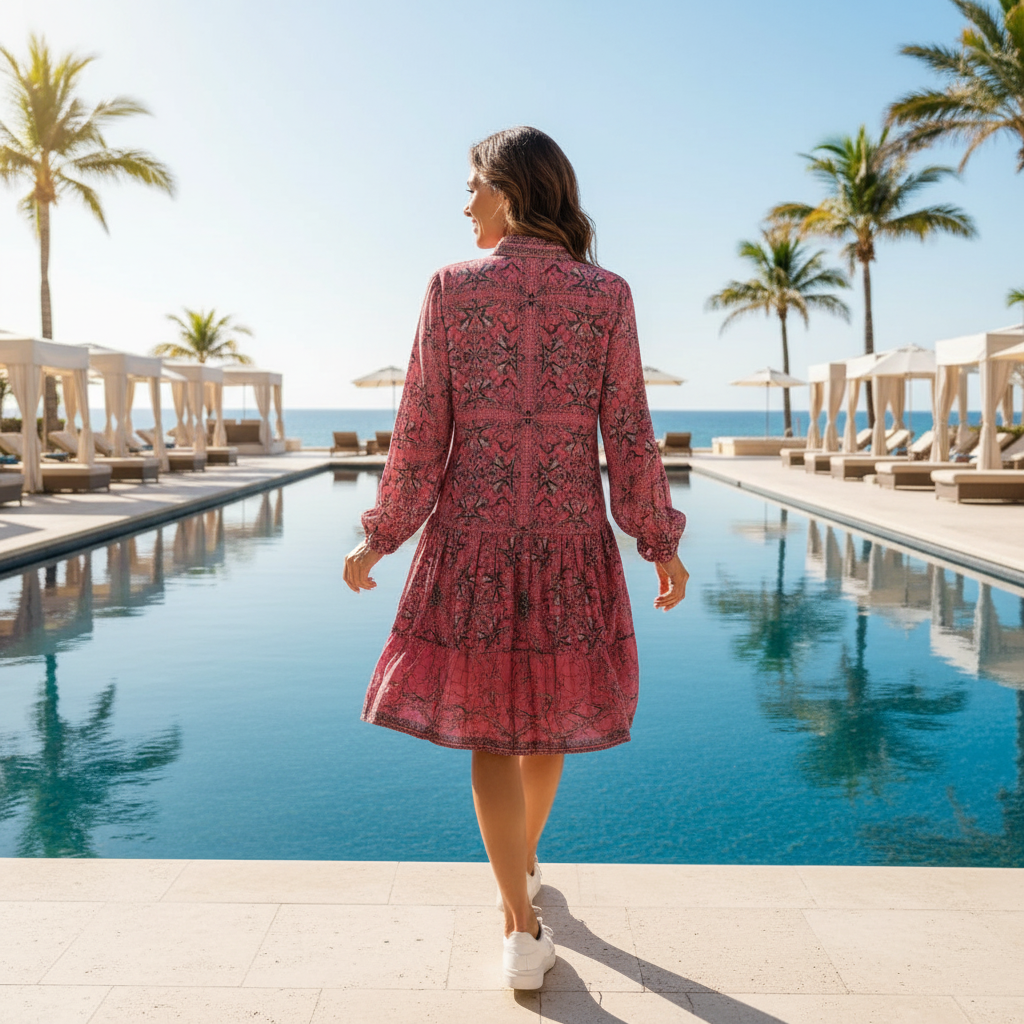 collar embellished frill dress Lioness pink by Kaftans that Bling 