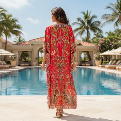 Long Embellished Kaftan Raisin