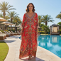 Long Embellished Kaftan Raisin