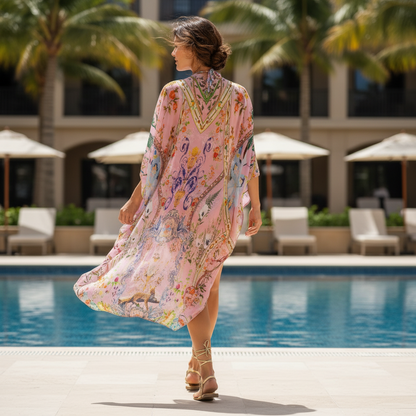 long Embellished Cape Enchanted Pink