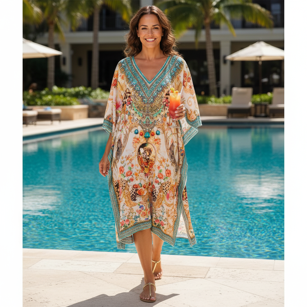 Short Embellished Kaftan Bardini