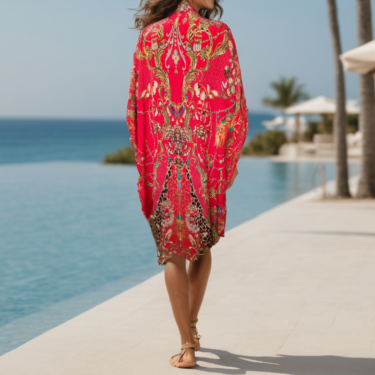 long Embellished Cape Raisin