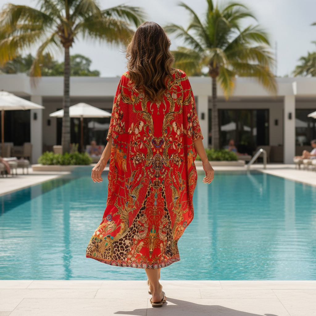 long Embellished Cape Raisin