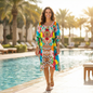Short Embellished Kaftan Tropics by KTB