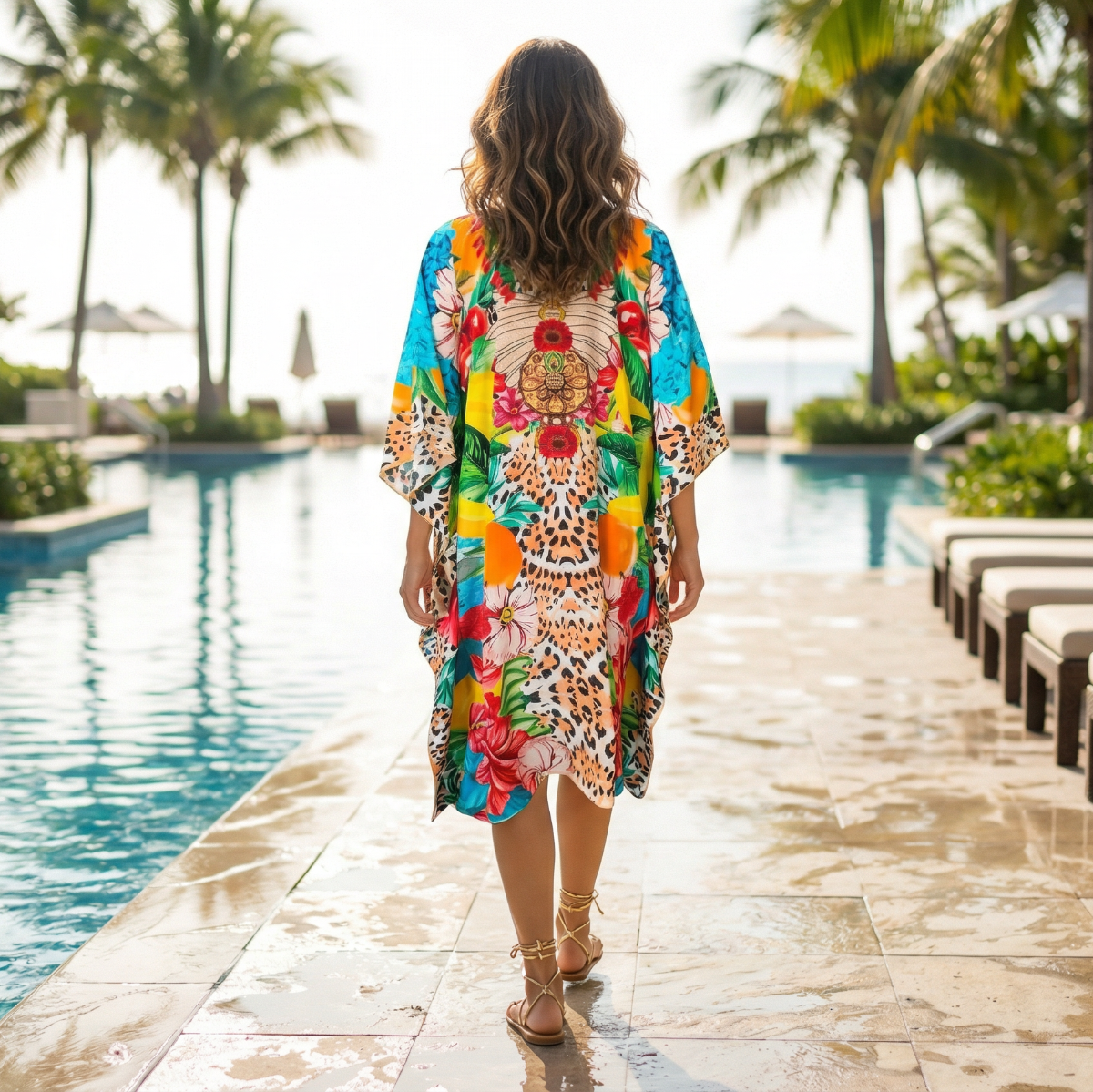 Short Embellished Kaftan Tropics by KTB