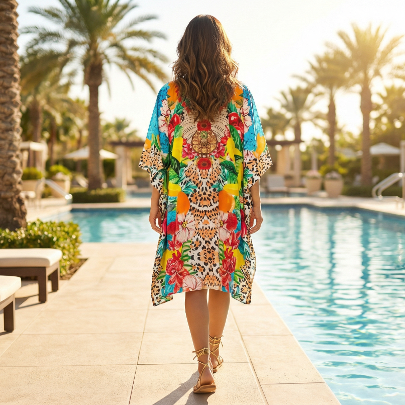 Short Embellished Kaftan Tropics by KTB