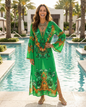 Maxi dress with flared sleeve Fantasy Emerald Pink by KTB