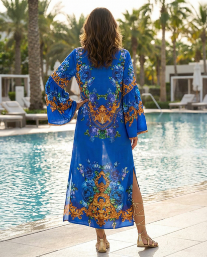 Maxi dress with flared sleeve Fantasy Sapphire by KTB