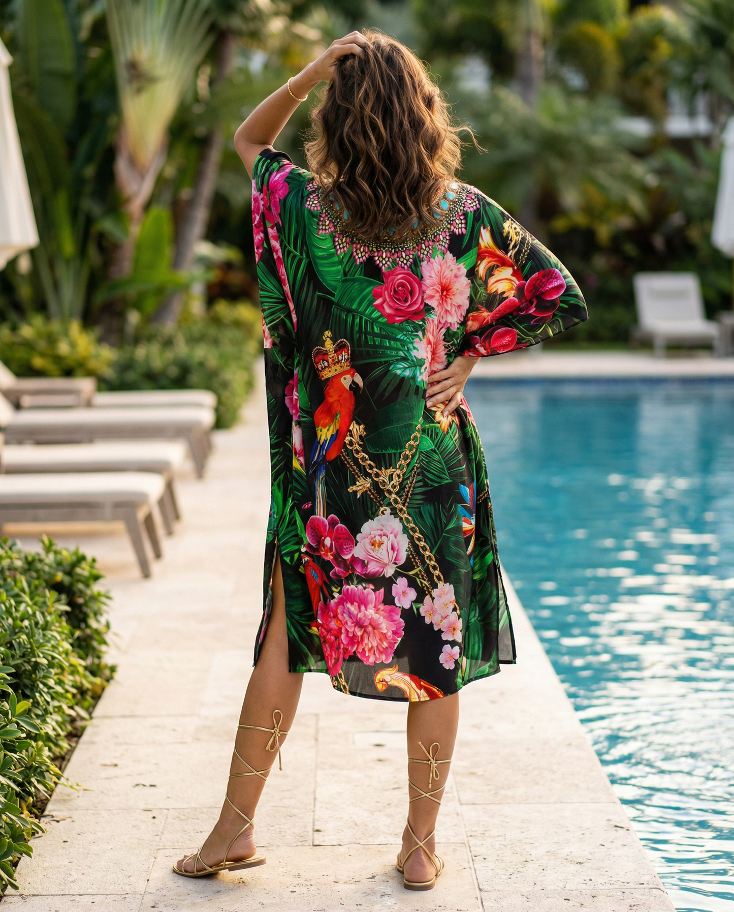 Short Embellished Kaftan King Parrot