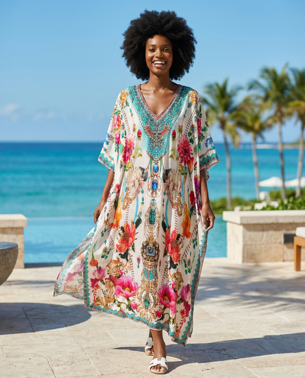 Long Silk Box Embellished Kaftan Sienna at kaftans that Bling